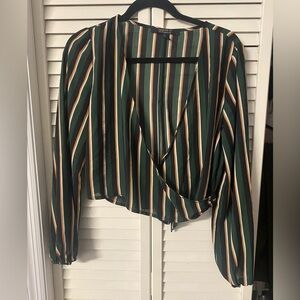 Forever 21 Multicolor Striped Wrap Blouse